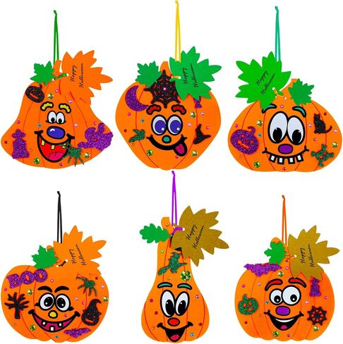 Winlyn 36 Sets Fall Halloween Pumpkin Decorations Diy Pumpkin Craft Kits Foam Foam Foam Pumpkin with Jack-O-Lantern Face Plitter Halloween Leaf Maple Leaf for Kids Party Fors Classroom Actors in Saudi Arabia