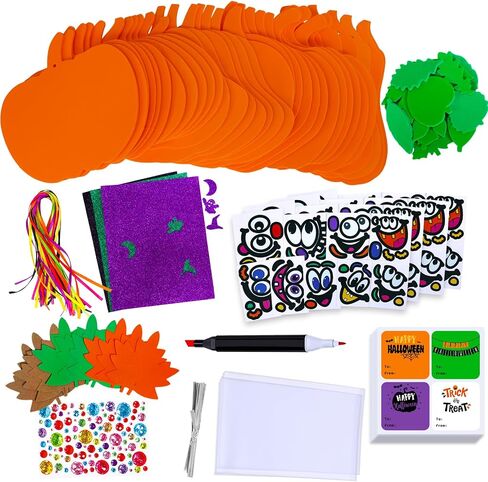 Winlyn 36 Sets Fall Halloween Pumpkin Decorations Diy Pumpkin Craft Kits Foam Foam Foam Pumpkin with Jack-O-Lantern Face Plitter Halloween Leaf Maple Leaf for Kids Party Fors Classroom Actors in Saudi Arabia