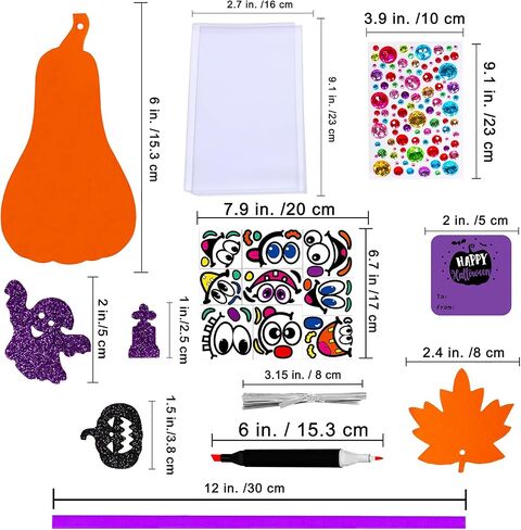 Winlyn 36 Sets Fall Halloween Pumpkin Decorations Diy Pumpkin Craft Kits Foam Foam Foam Pumpkin with Jack-O-Lantern Face Plitter Halloween Leaf Maple Leaf for Kids Party Fors Classroom Actors in Saudi Arabia