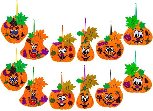 Winlyn 36 Sets Fall Halloween Pumpkin Decorations Diy Pumpkin Craft Kits Foam Foam Foam Pumpkin with Jack-O-Lantern Face Plitter Halloween Leaf Maple Leaf for Kids Party Fors Classroom Actors in Saudi Arabia