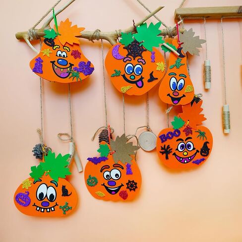 Winlyn 36 Sets Fall Halloween Pumpkin Decorations Diy Pumpkin Craft Kits Foam Foam Foam Pumpkin with Jack-O-Lantern Face Plitter Halloween Leaf Maple Leaf for Kids Party Fors Classroom Actors in Saudi Arabia