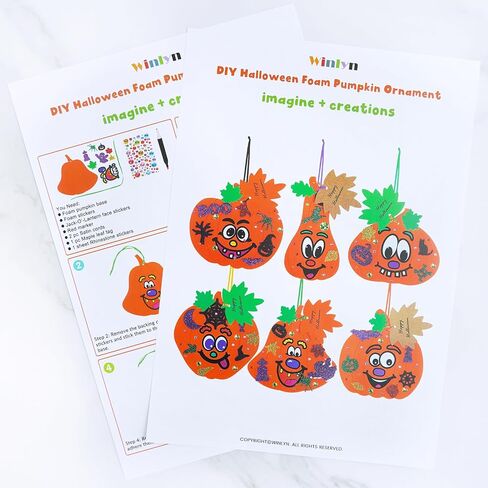 Winlyn 36 Sets Fall Halloween Pumpkin Decorations Diy Pumpkin Craft Kits Foam Foam Foam Pumpkin with Jack-O-Lantern Face Plitter Halloween Leaf Maple Leaf for Kids Party Fors Classroom Actors in Saudi Arabia