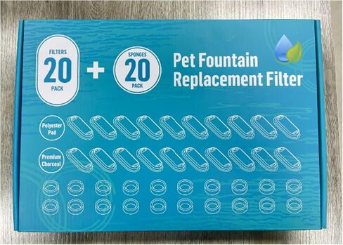 Cat Water Fountain Filter，40Pack Cat Fountain Replacement for 108oz/3.2L& 67oz/2L Stainless Steel Cat Water Fountain, 20 Carbon Filters + 20 Sponge Filters),LASENTEUR in Saudi Arabia