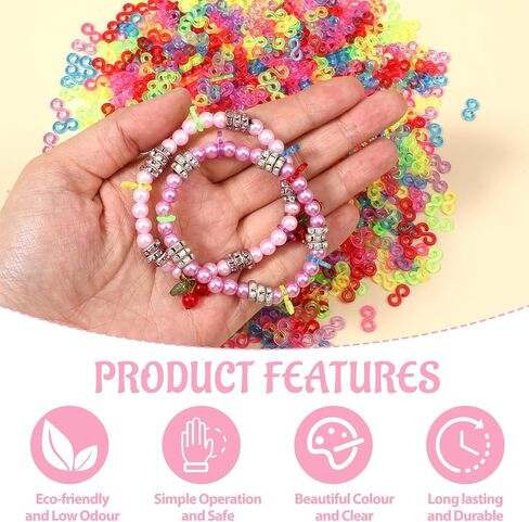 1500 pcs مقاطع ملونة S LOOL SWETELT موصلات S السنانير لأساور شريط المطاط قطع الفرقة البلاستيكية نطاقات المطاط موصلات أساور الأساور لصنع DIY in Saudi Arabia