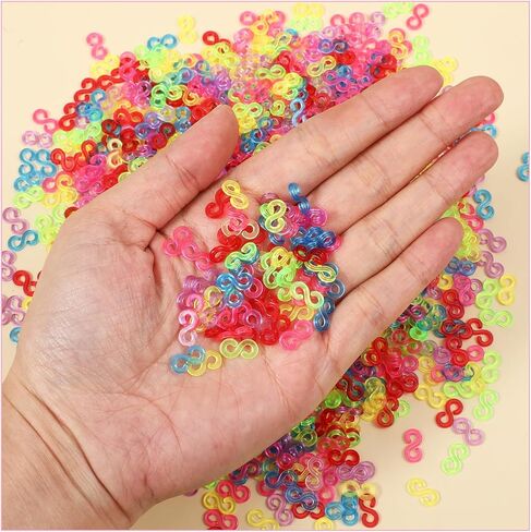 1500 pcs مقاطع ملونة S LOOL SWETELT موصلات S السنانير لأساور شريط المطاط قطع الفرقة البلاستيكية نطاقات المطاط موصلات أساور الأساور لصنع DIY in Saudi Arabia