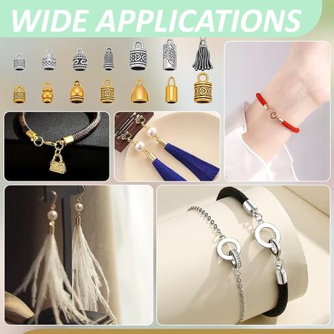 PH PandaHall 14 Styles Metal Cord Ends Caps 140pcs Tibetan Leather Cord End Glue in Barrel End Caps Cord Terminator for Kumihimo Bracelet Necklace Crafts Jewelry Making, Antique Silver/Antique Golden in Saudi Arabia