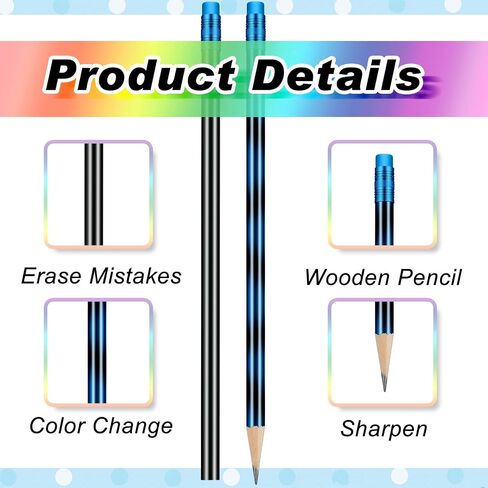 Outus 240 Pieces Color Changing Mood Pencil 2B Changing Fun Pencil Assorted Color Thermochromic Pencils with Eraser for Christmas Valentine Birthday Pencils Party Favor in Saudi Arabia