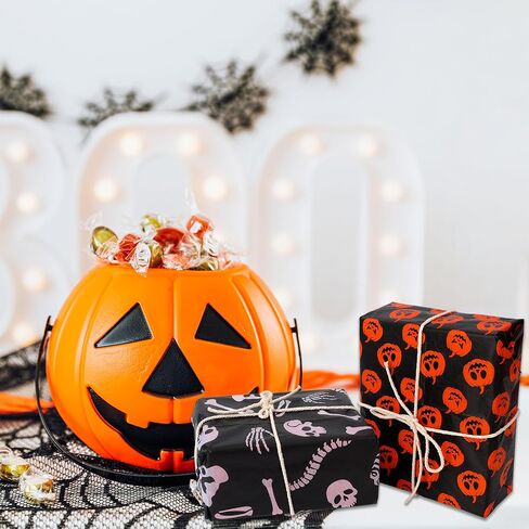 30 Sheets Halloween Tissue Paper, 13.8x19.7 Inch 5 Styles Pumpkins Ghosts Skulls Bats Print Gift Packaging Wrapping Paper for Halloween Party Decoration DIY Crafts Supplies in Saudi Arabia