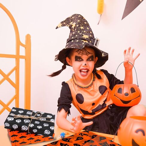 30 Sheets Halloween Tissue Paper, 13.8x19.7 Inch 5 Styles Pumpkins Ghosts Skulls Bats Print Gift Packaging Wrapping Paper for Halloween Party Decoration DIY Crafts Supplies in Saudi Arabia