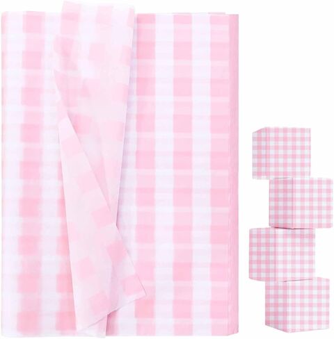 AVXINSOK 100 Sheets Light Blue Gingham Tissue Paper 14 x 20 Inches Blue and White Buffalo Plaid Gift Wrapping Checkered Tissue Paper for Gift Bags Wedding Birthday Party Packaging Crafts in Kuwait