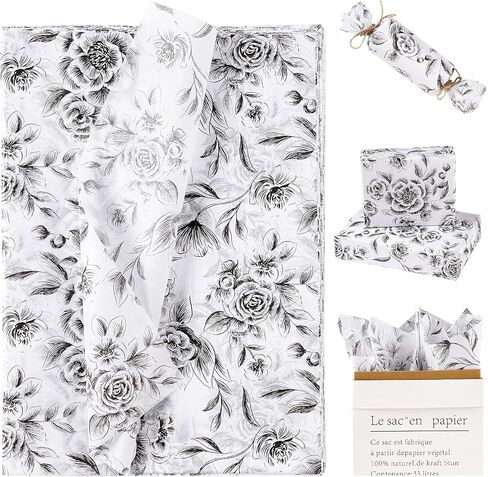 RUSPEPA Wild Flower Wrapping Tissue Paper, Elegant Wildflower Design Tissue Paper Bulk for Gift Wrap, Mother's Day, Spring, Art Crafts, Birthday, Wedding, 19.5 X 27.5 inches, 25 Sheets in Saudi Arabia