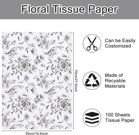 RUSPEPA Wild Flower Wrapping Tissue Paper, Elegant Wildflower Design Tissue Paper Bulk for Gift Wrap, Mother's Day, Spring, Art Crafts, Birthday, Wedding, 19.5 X 27.5 inches, 25 Sheets in Saudi Arabia