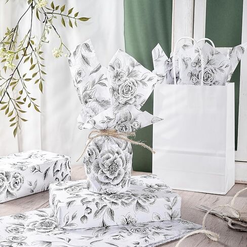 RUSPEPA Wild Flower Wrapping Tissue Paper, Elegant Wildflower Design Tissue Paper Bulk for Gift Wrap, Mother's Day, Spring, Art Crafts, Birthday, Wedding, 19.5 X 27.5 inches, 25 Sheets in Saudi Arabia