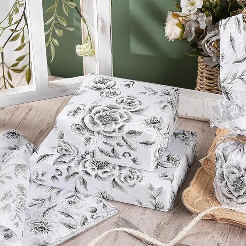 RUSPEPA Wild Flower Wrapping Tissue Paper, Elegant Wildflower Design Tissue Paper Bulk for Gift Wrap, Mother's Day, Spring, Art Crafts, Birthday, Wedding, 19.5 X 27.5 inches, 25 Sheets in Saudi Arabia
