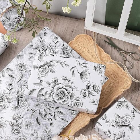 RUSPEPA Wild Flower Wrapping Tissue Paper, Elegant Wildflower Design Tissue Paper Bulk for Gift Wrap, Mother's Day, Spring, Art Crafts, Birthday, Wedding, 19.5 X 27.5 inches, 25 Sheets in Saudi Arabia