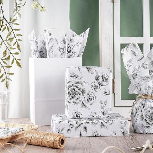 RUSPEPA Wild Flower Wrapping Tissue Paper, Elegant Wildflower Design Tissue Paper Bulk for Gift Wrap, Mother's Day, Spring, Art Crafts, Birthday, Wedding, 19.5 X 27.5 inches, 25 Sheets in Saudi Arabia