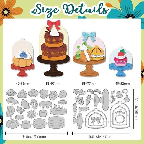 Cake Set Cutting Dies Dessert Cake Stands Card Making Die Stencil Carbon Steel Die Cuts Card Scrapbooking Embossing Template Dies for Birthday Greeting Card Craft Album Invitation Decor in Saudi Arabia
