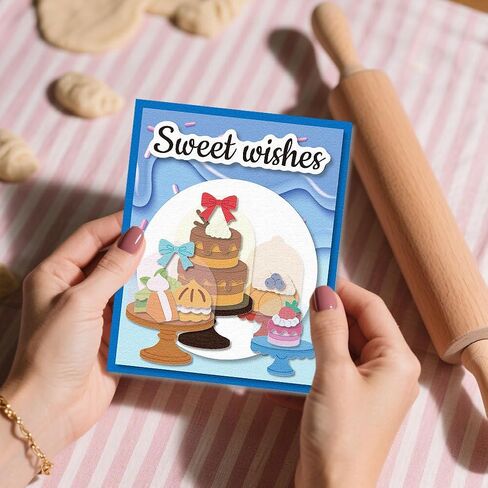Cake Set Cutting Dies Dessert Cake Stands Card Making Die Stencil Carbon Steel Die Cuts Card Scrapbooking Embossing Template Dies for Birthday Greeting Card Craft Album Invitation Decor in Saudi Arabia