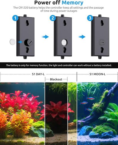 Aquarium LED Light with Thermometer, 48-54in Full Spectrum Lights for Fish Tank, 24/7 Programmable with Power Off Memory, WRGB Custom, 20 Level Dimmable Brightness for Freshwater Aquariums in Kuwait