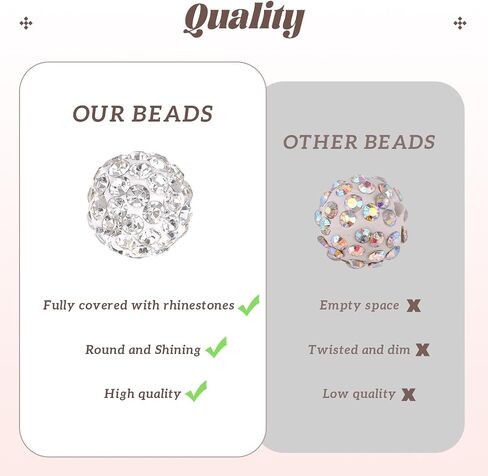 100 pcs 10mm Rhinestone Beads for Jewelry Making, 10 Mixed Colors Shiny Round Disco Ball Beads Bulk, Sparkle Crystal Clay Christmas for Bracelet Baseball Necklace Earring Crafting and DIY in Kuwait