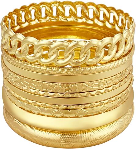 FUNOJOY Gold Bangle Bracelets for Women,14K Gold Plated Boho Indian Multi Stackable Bracelets Gold Bangles For Women Girls Jewelry Gifts in Kuwait