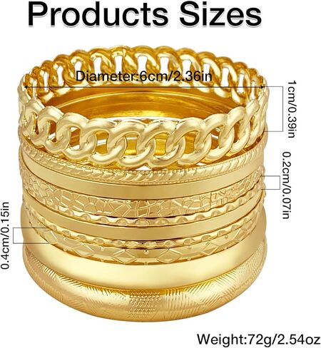 FUNOJOY Gold Bangle Bracelets for Women,14K Gold Plated Boho Indian Multi Stackable Bracelets Gold Bangles For Women Girls Jewelry Gifts in Kuwait