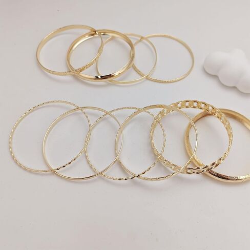 FUNOJOY Gold Bangle Bracelets for Women,14K Gold Plated Boho Indian Multi Stackable Bracelets Gold Bangles For Women Girls Jewelry Gifts in Kuwait