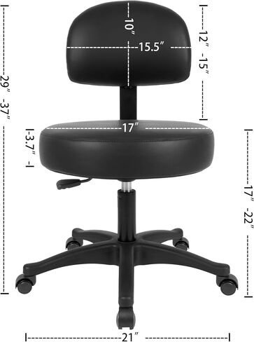 خذ مقعد UR SEAT® الاقتصادي متعدد الأغراض ببراز صياغة السبا الطبية مع مقعد قابل للتعديل وارتفاع الظهر. غطاء مقعد النسيج المتقدم سهل التنظيف. العجلات الذاتي (ميد. ارتفاع مقعد الأسود) in Kuwait