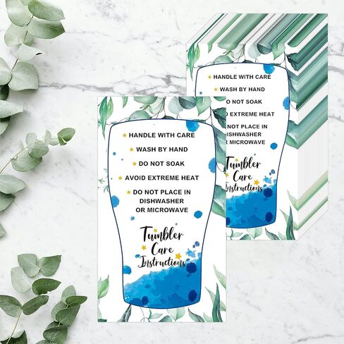 200 PCS Tumbler Care Instruction Cards, Floral Design Customer Direction Card Double-side Printing Cup/Mug/Glass Care Tips for Small Business Online Shop Owner (3.5" x 2") in Saudi Arabia
