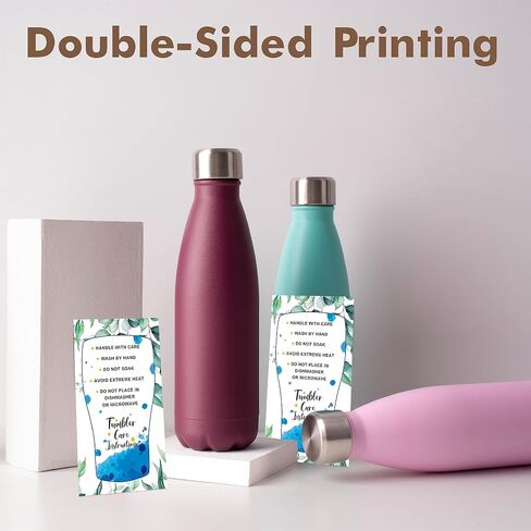 200 PCS Tumbler Care Instruction Cards, Floral Design Customer Direction Card Double-side Printing Cup/Mug/Glass Care Tips for Small Business Online Shop Owner (3.5" x 2") in Saudi Arabia