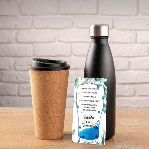 200 PCS Tumbler Care Instruction Cards, Floral Design Customer Direction Card Double-side Printing Cup/Mug/Glass Care Tips for Small Business Online Shop Owner (3.5" x 2") in Saudi Arabia