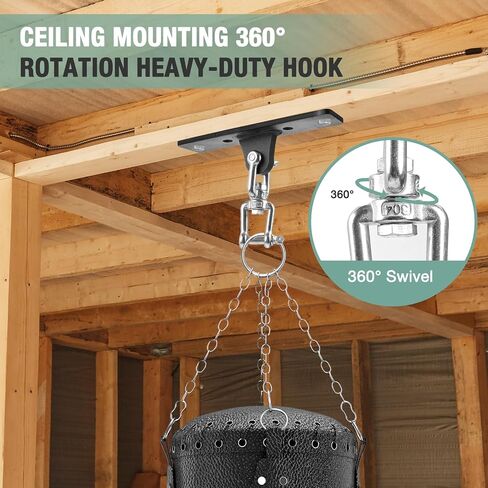 Heavy Bag Hangers Brackets, Heavy Duty Swing Hangers, Swing Set Accessorie for Indoor Outdoor Playground, with 4 Wood Screws and 4 Expansion Bolts (Black, 4 Holes Ceiling Anchor) in Saudi Arabia