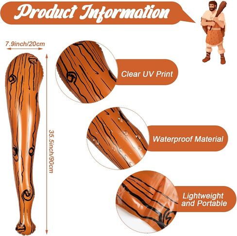 Zhanmai 6 PCS قابلة للنفخ في لعبة Batball Bat قابلة للنفخ كهف الكهف Caveman Stick Caveman للنادي Cosplay حفلة عيد ميلاد الإمدادات الهالوين كرنفال in Kuwait