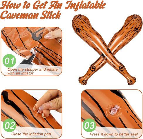 Zhanmai 6 PCS قابلة للنفخ في لعبة Batball Bat قابلة للنفخ كهف الكهف Caveman Stick Caveman للنادي Cosplay حفلة عيد ميلاد الإمدادات الهالوين كرنفال in Kuwait