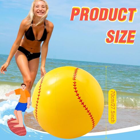 Poen 27 Inch Inflatable Softball Beach Ball for Summer Beach Game Swimming Pool Large PVC Softball Toys Party Favors for Boys Girls Adults Water Sand Game Accessory in Saudi Arabia