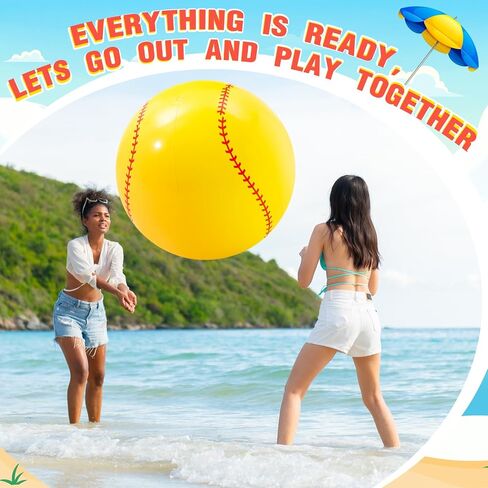 Poen 27 Inch Inflatable Softball Beach Ball for Summer Beach Game Swimming Pool Large PVC Softball Toys Party Favors for Boys Girls Adults Water Sand Game Accessory in Saudi Arabia