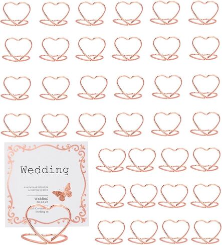 36 Pcs Heart Table Number Holders - Rust-Resistant Metal Place Card Stands for Weddings, Office & Home Decor (Rose Gold) in Kuwait