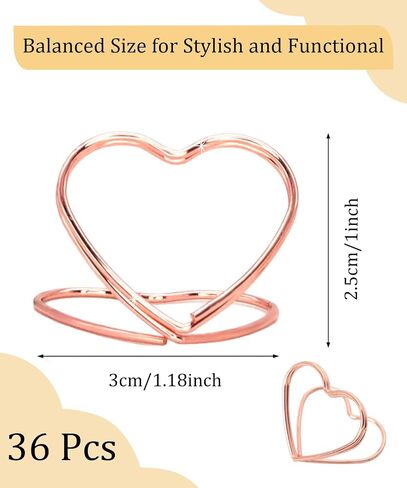 36 Pcs Heart Table Number Holders - Rust-Resistant Metal Place Card Stands for Weddings, Office & Home Decor (Rose Gold) in Kuwait
