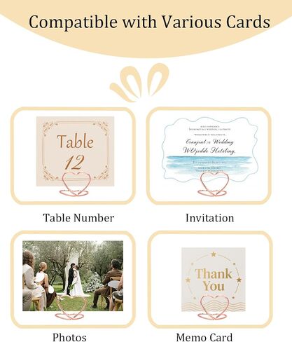 36 Pcs Heart Table Number Holders - Rust-Resistant Metal Place Card Stands for Weddings, Office & Home Decor (Rose Gold) in Kuwait