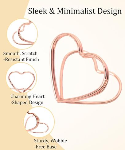 36 Pcs Heart Table Number Holders - Rust-Resistant Metal Place Card Stands for Weddings, Office & Home Decor (Rose Gold) in Kuwait
