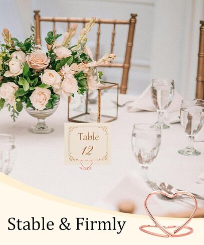 36 Pcs Heart Table Number Holders - Rust-Resistant Metal Place Card Stands for Weddings, Office & Home Decor (Rose Gold) in Kuwait