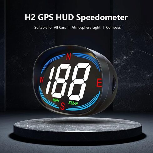 H2 Digital Speedometer GPS HUD Universal All Cars Head Up Display Vehicle Speed Compass MPH KMH Speed Gauge Plug and Play in Saudi Arabia