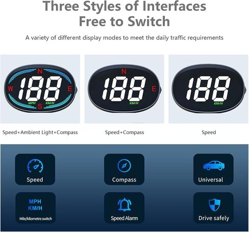 H2 Digital Speedometer GPS HUD Universal All Cars Head Up Display Vehicle Speed Compass MPH KMH Speed Gauge Plug and Play in Saudi Arabia