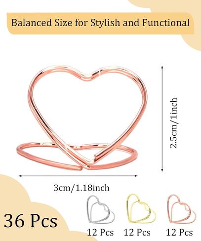 36 Pcs Heart Table Number Holders - Rust-Resistant Metal Place Card Stands for Weddings, Office & Home Decor (Rose Gold) in Kuwait