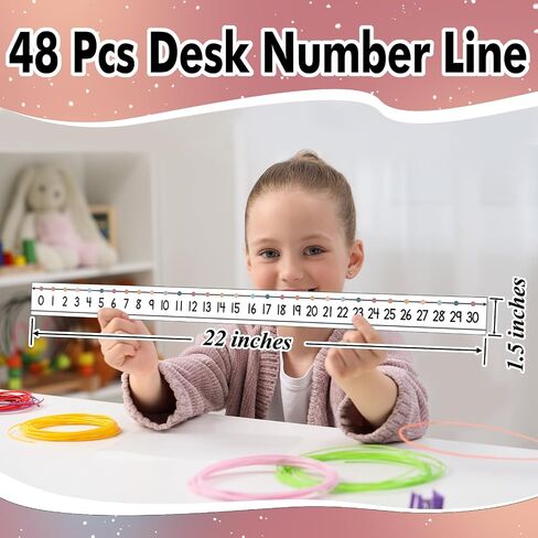 48 Pieces Number Line 0 to 30 Student Desk Number Lines Laminated Number Line Strips for Classroom Desks Math Class Decoration (Bright Rainbows) in Saudi Arabia