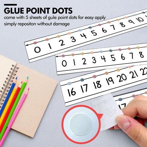 48 Pieces Number Line 0 to 30 Student Desk Number Lines Laminated Number Line Strips for Classroom Desks Math Class Decoration (Bright Rainbows) in Saudi Arabia