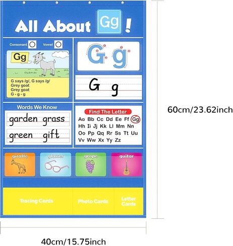 الحجم المتوسط ​​الأبجدية تعلم الجيب مخطط جيب ، مركز التعلم في دائرة Alphabet بطاقات فلاش ABC Wall Chart Game for Toddler Kids Homeschool Su in Saudi Arabia