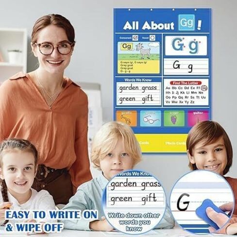 الحجم المتوسط ​​الأبجدية تعلم الجيب مخطط جيب ، مركز التعلم في دائرة Alphabet بطاقات فلاش ABC Wall Chart Game for Toddler Kids Homeschool Su in Saudi Arabia