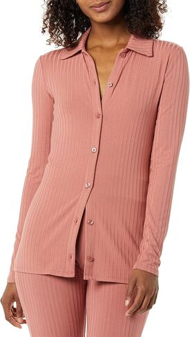 Amazon Essentials Women's Wide Rib Long Sleeve Button-up Collared Cardigan (Previously Daily Ritual) in Saudi Arabia