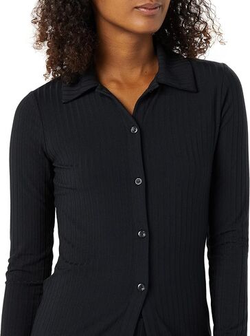 Amazon Essentials Women's Wide Rib Long Sleeve Button-up Collared Cardigan (Previously Daily Ritual) in Kuwait